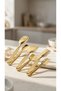 3-Piece Gold Steel Serving Set, 22 cm – Pasta Serving Spoon, Salad Spoon, Cake and Pastry Serving Spatula - 3