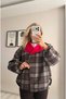 Plaid Bomber Jacket with Red Collar Trim - 8