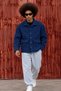 Men's Oversized Double-Pocketed Melton Trendy Navy Blue Jacket - 4
