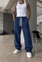 Men's Baggy Acid-Wash 3-Ply Brushed Inside Indigo Sweatpants KE-7033 - 2