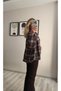 Plaid Bomber Jacket with Red Collar Trim - 6