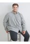 Trendy Picks from Kübra Butik: Plus Size, Standard Fit, Long-Sleeved, Checked, Embroidered with Stones Men's Shirt - 2