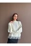 Knitted Sweater with Lace Sleeves and Lace Skirt - 2