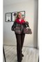 Plaid Bomber Jacket with Red Collar Trim - 5