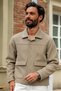 Men's Beige Transitional Melton Blazer with Pockets