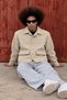 Men's Oversized Double-Pocket Melton-Blend Trendy Cream Jacket - 2