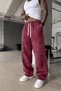 Men's Baggy Acid-Wash 3-Ply Brushed Inside Burgundy Sweatpants KE-7033 - 3