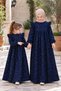 Girls' Modest Dress – Cotton-Viscose Amine Style, Full-Length – Navy Blue