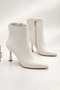 Women's White Soft-Leather Stiletto-Heeled Boots, 9.5 cm