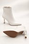 Women's White Soft-Leather Stiletto-Heeled Boots, 9.5 cm - 8