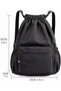 Drawstring Backpack Bag, Waterproof Nylon String Bag Sackpack, Large Capacity with 5 Pockets, Drawst - 4