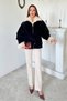 Navy collar sheep wool suede jacket - 3