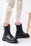 Feles Women's Thick and High Sole Elastic Chelsea Daily Boots Black - 4