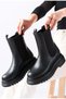 Feles Women's Thick and High Sole Elastic Chelsea Daily Boots Black - 2