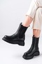 Feles Women's Thick and High Sole Elastic Chelsea Daily Boots Black - 5