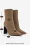 Women's Pointed Toe, Thick Heel, Zip-Up Casual Boots - Hivron Earth Suede - 8