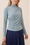 Half Turtleneck Long Sleeve Slim Fit Sandy Blouse -Mint