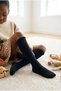 Girls' Cotton Black Knee-High Socks - 3