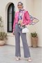 Buttoned Lycra Trousers -Grey - 4