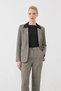 Houndstooth Blazer Jacket with Embellished Collar - Green - 4