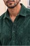 Men's Half-Oversized Corded Fabric Velvet Shirt - Emerald Green - 6