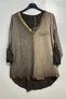 Women's Italian V-Neck Blouse with Leopard Striped Detail - 2