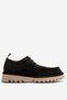 Men's thick-soled lace-up loafer shoes, genuine suede leather, alden suede, black.