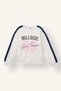 I7535A8ER105 Ecru Crew Neck Striped Printed Sweatshirt for Girls