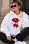 Unisex Oversized Hoodie with Lips and Cherries Print – Relaxed Casual Sweatshirt