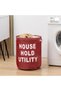 Round Laundry Basket with Printed Letters - Red, 40x50cm 62L Collapsible & Foldable Polyester-Mixed - 6
