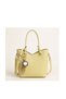 Women's Leather-Look Stylish Hand and Shoulder Bag with Gold Charm Accessories and Knot Handle 7453 - 4
