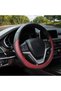 Microfiber Leather Steering Wheel Cover Universal 15 inch(Wine Red)