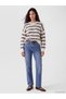 TWO MT SHOP QUALITY XSIDE Ecru Striped Oversized Women's Knit Sweater - 2