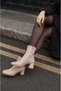 Women's Winter Stretch Faux Leather Square-Toe 7-Centimeter Block Heel Side Zipper Ankle Boots - 2