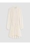 Peak New Season Ecru Ruffled High-Neck Dress with Belt - 4