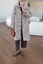 Brown Gingham Straight-Cut Lined Midi Trench Coat - 4
