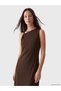Peak New Season Brown Asymmetrical Neckline Ruched Soft-Touch Dress - 2