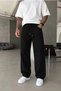 Men's Black Baggy Gabardine Pants with Elastic Waistband KE-1355