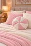 Sugar Pillow Welsoft Fleece Fabric Decorative Round Cushion, Padded Plush Armchair Cushion, Single - 2