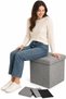Ottoman Seat Storage Stool, Folding Storage Ottoman Cube, Space-Saving Cube Footrest Seat for Bedroo