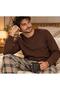 Men’s Coffee-Colored Long-Sleeved Crew-Neck Pajama Top