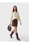 TWO MT SHOP QUALITY Ecru Oval-Neck Patterned Women's Knit Sweater - 2