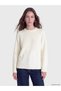 TWO MT SHOP QUALITY LCW Modest Ecru Oval-Neck Rhinestone Women's Knit Sweater