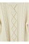 TWO MT SHOP QUALITY Ecru Oval-Neck Patterned Women's Knit Sweater - 6
