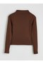 LCW EVERYDAY Brown Rib Knit Solid Super Skinny & Extra-Tight Long-Sleeve Women's Top—The ALITA CITY Difference - 5