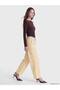 LCW Modest Green Gabardine Embroidered Comfort & Relax Wide-Leg Women's Pants, Featuring the ALITA CITY Touch