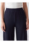 LCW Modest Navy Blue Raschel Solid Standard & Regular Wide-Leg Women's Pants—The ALITA CITY Difference - 3