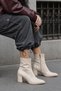 Women's Winter Patent Leather Pointed-Toe Ankle Boots with a 7-cm thick heel and side zipper closure - 4