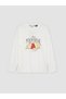LCW Young Ecru-Printed Long-Sleeved Women's Pajama Top, Featuring the ALITA CITY Touch