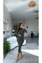 Women's Half Turtleneck Suede Fabric Opportunity Product Midi Length Dress - 2